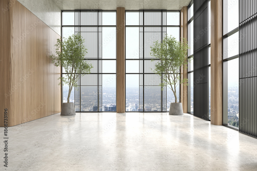 Fototapeta premium Modern style empty conceptual reception interior room 3d illustration