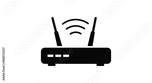 A simple black silhouette of a wireless router transmitting a signal a modern communication device silhouette