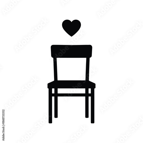 Empty Chair With Heart Silhouette Vector