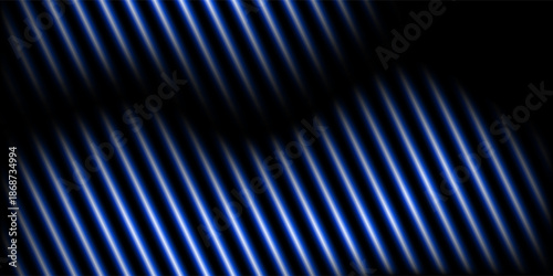 Modern rendering featuring a pattern of white diagonal lines with a blue glow against a dark background. The repetitive design creates abstract simple