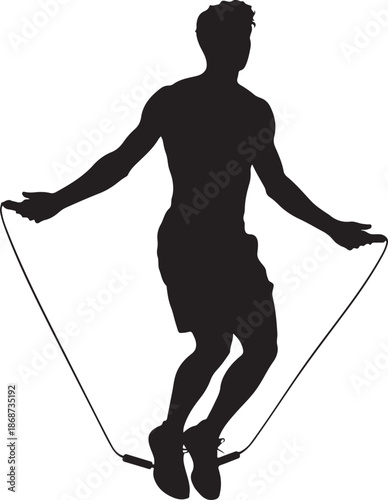 Silhouette of a man jumping rope