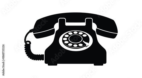 A striking black and white depiction of a vintage rotary telephone a classic communication device silhouette