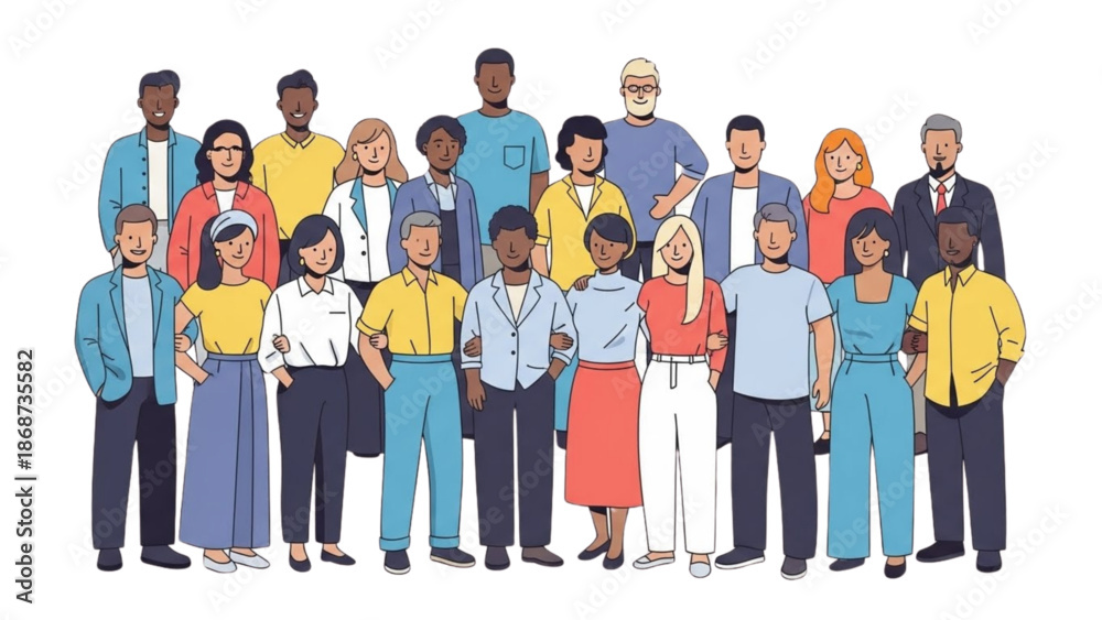Fototapeta premium Diverse group of people standing together in a unified gathering