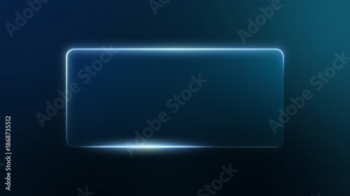 Sci-Fi Glowing Glass Interface Layout with Horizontal Panel and Cyan Neon Accents on Dark Blue Background for Modern Tech Presentation and Blank Digital Visuals Concept
