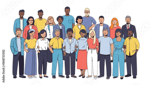 Diverse group of people standing together in a unified gathering