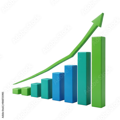 Free Download Growing bar graph with arrow isolated on white background - GFXLoad