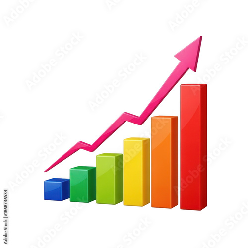 Free Download Growing bar graph with arrow, isolated on white background - GFXLoad