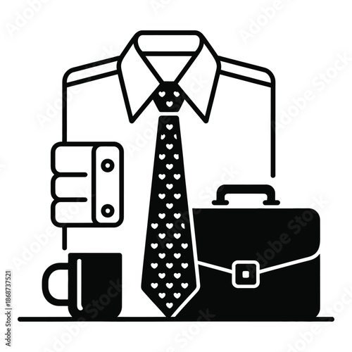 Businessman set illustration with working attributes such as shirt, tie, briefcase, and coffee for career one hundred eighty char