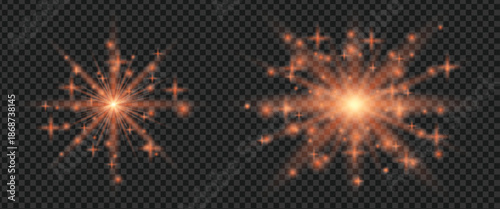 Vibrant light effect explosions with radiant glow and sparkling particles