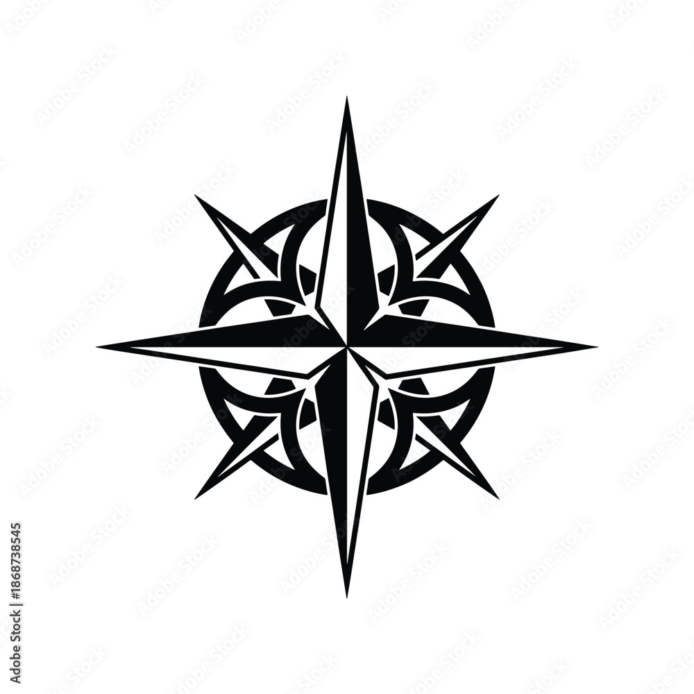 Obraz premium Celtic Compass Star Silhouette Icon Vector