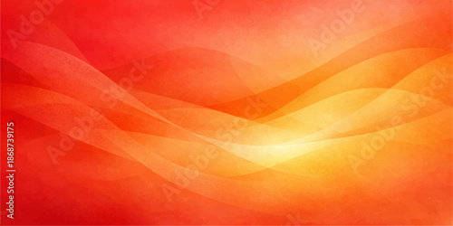 Abstract red background with colorful hearts features a bright orange gradient and wave texture illustration in a vibrant vector art style for a modern decorative wallpaper backdrop