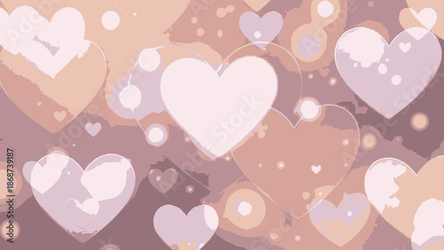 Soft Overlapping Pastel Heart Shapes Creating a Dreamy Romantic Background