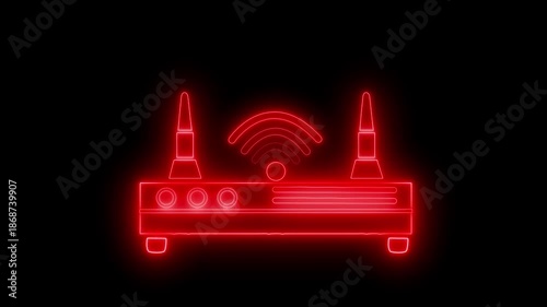 Glowing wireless router Network Wave Signal Animation