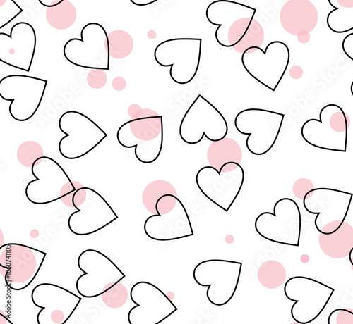 cute hearts seamless pattern with circle texture textile for kids 