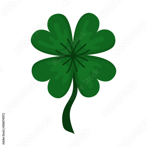 Fabulous hand drawn four leaf clover. Hand drawn vector illustration. Object on white background. Design element for Saint Patricks Day.
