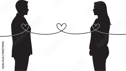 Romantic silhouettes of couples embracing and sharing intimate moments in vector illustration style