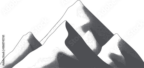 Minimalist black and halftone mountain peaks