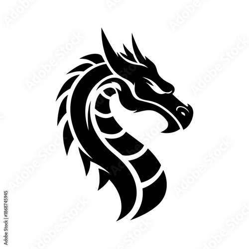 Wallpaper Mural Stylized dragon head with flowing forms representing power, wisdom, protection, and mythical strength rooted in ancient legends. Torontodigital.ca