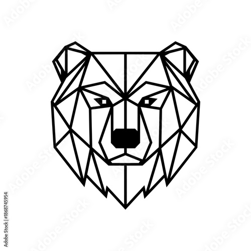 Geometric bear head expressing strength, resilience, confidence, and modern interpretation of wildlife power.