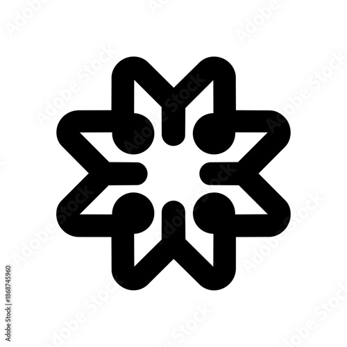 Abstract friendship symbol formed by connected shapes, representing unity, cooperation, trust, and strong social bonds.