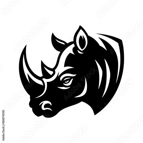 Strong rhino mascot head symbolizing resilience, stability, determination, and unstoppable forward momentum.