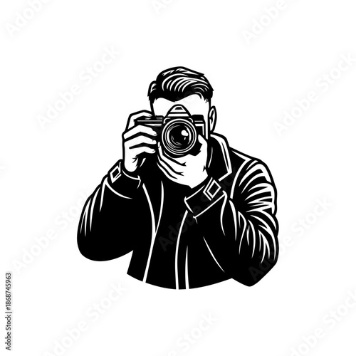 Focused photographer capturing a moment, representing creativity, storytelling, observation, and visual communication.