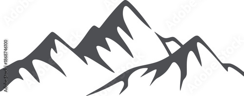 Minimalist black and mountain peaks silhouette mountains