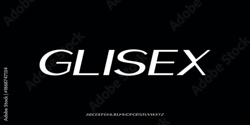 Vector illustration of a modern italic style alphabet letter display with sleek, clean, and elegant letter shapes.