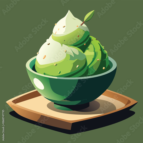 Matcha Ice Cream Dessert in a Bowl