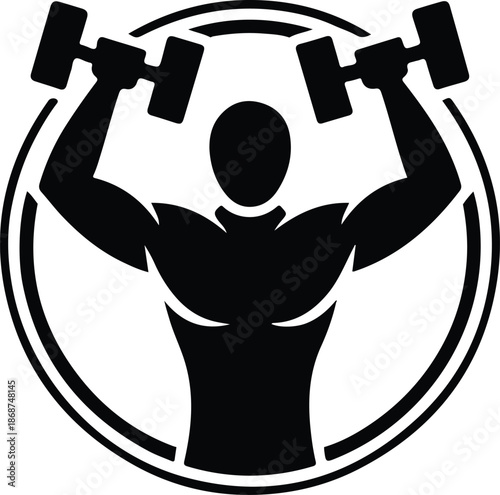 man holding dumbbell icon