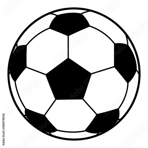 Classic black and white panel design soccer ball graphic isolated for sports and recreation digital content creation projects.