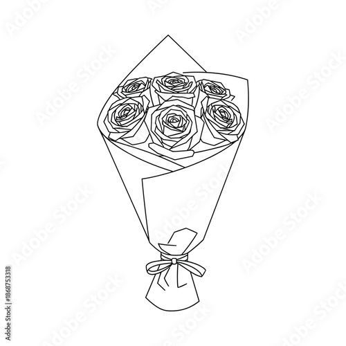 Black and white bouquet of roses illustration