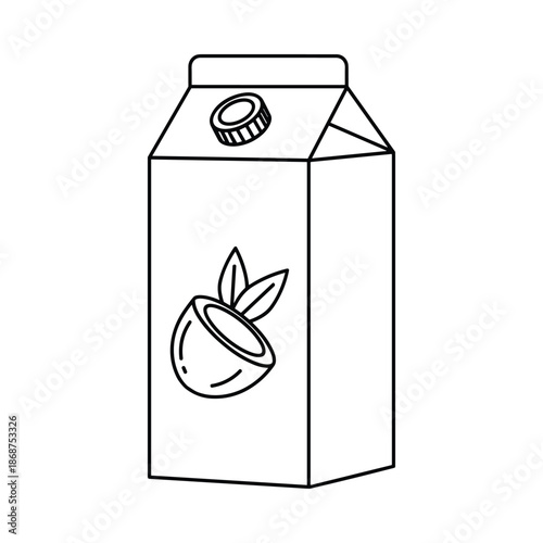 Milk carton with almond on white background
