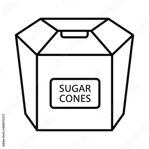 Takeaway box line icon sugar cones container