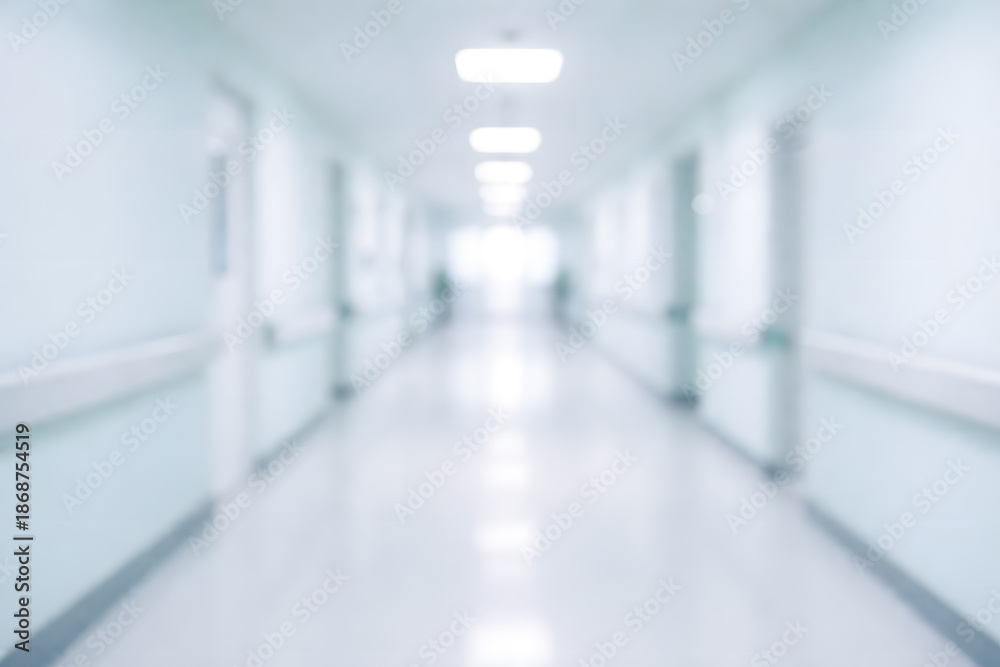 Obraz premium Bright hospital corridor with soft blurred lighting