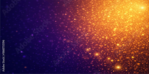 An abstract winter galaxy design features an explosion of light and particles across a dark blue starry night sky with glowing snow for a festive Christmas holiday celebration pattern