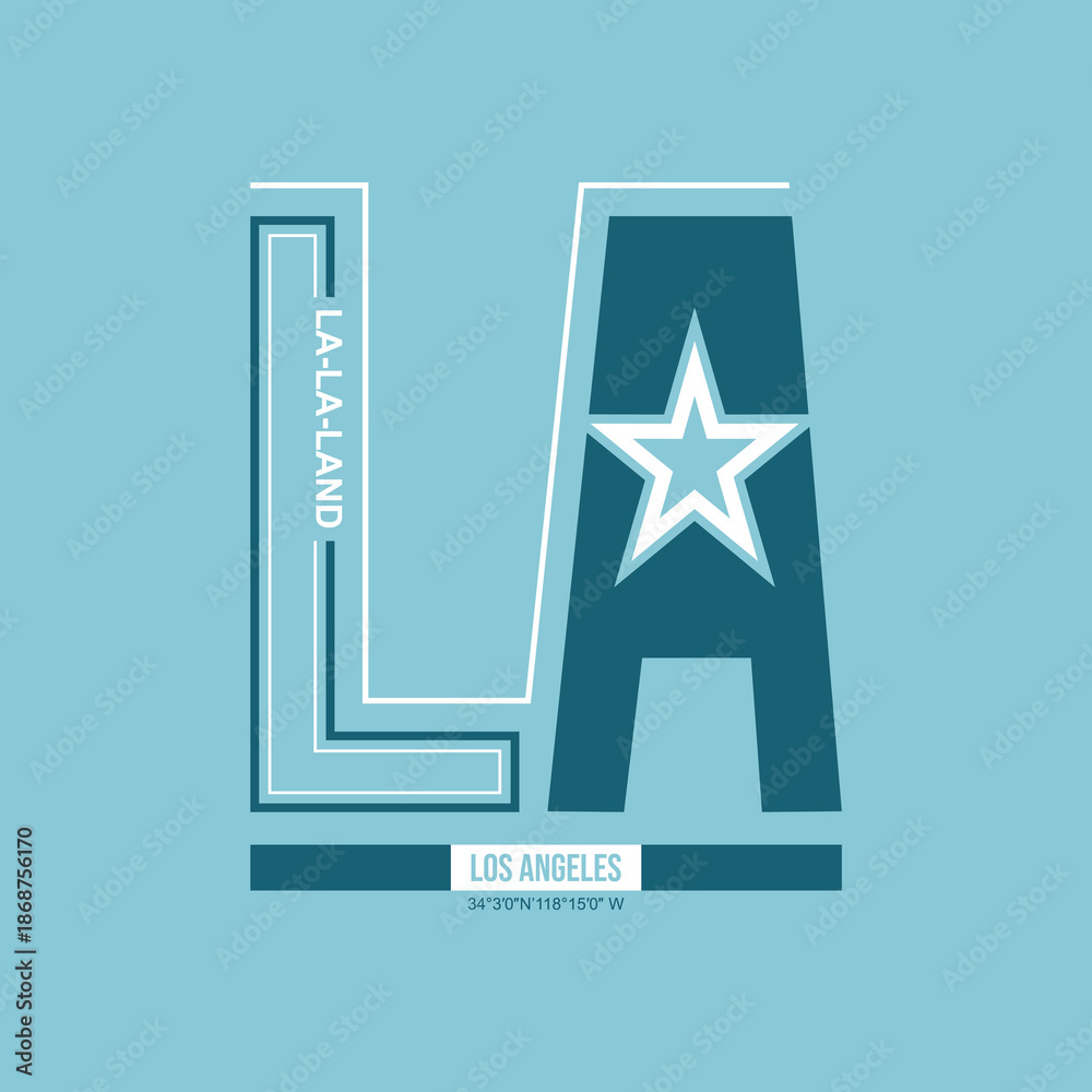 Fototapeta premium LA Los Angeles California, Vintage typography design in vector illustration. Clothing,t shirt,apparel and other uses. Abstract design with the grunge and denim style. Vector print, typography, poster.