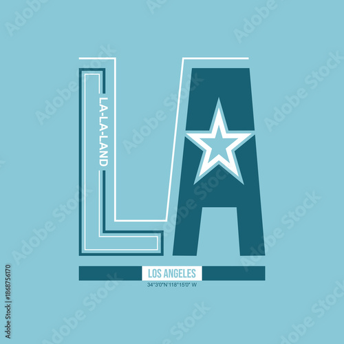 LA Los Angeles California, Vintage typography design in vector illustration. Clothing,t shirt,apparel and other uses. Abstract design with the grunge and denim style. Vector print, typography, poster.
