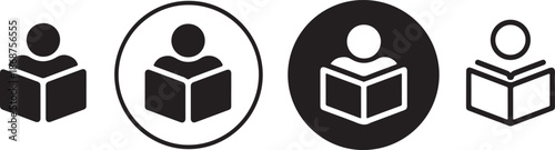book logo person with open book simple reading icons pack