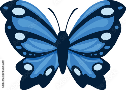 Beautiful blue butterfly with spread wings, a symbol of nature, transformation, and elegance