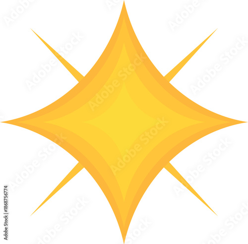 Yellow star with four sparkling rays shining brightly on a white background, perfect for christmas, festive designs, or attention grabbing graphics