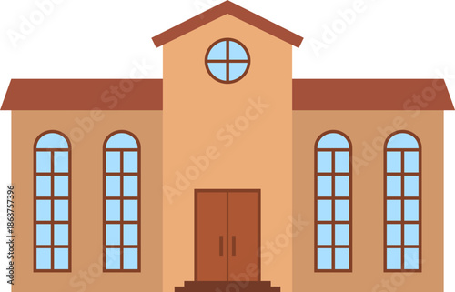 Church, Christian church icon, Catholic cathedral. Vector, cartoon illustration, postcard, poster.
