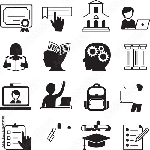 education icons set learning and school symbols for projects