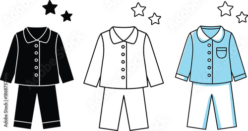Pajamas vector icon sleepwear clothing set design with stars above