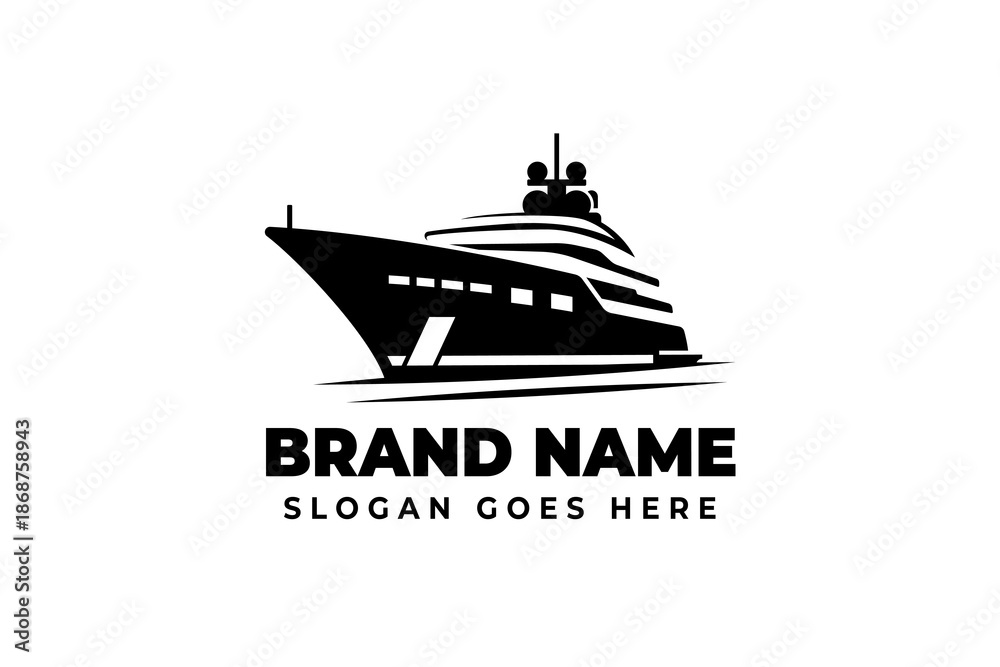 Obraz premium silhouette of yacht logo template. black ship object isolated on white background