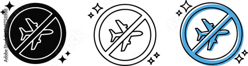 No flight allowed sign collection for travel restrictions