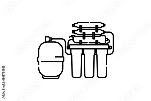 stylized vector illustration of reverse osmosis system icon template. black line style object isolated on white background.