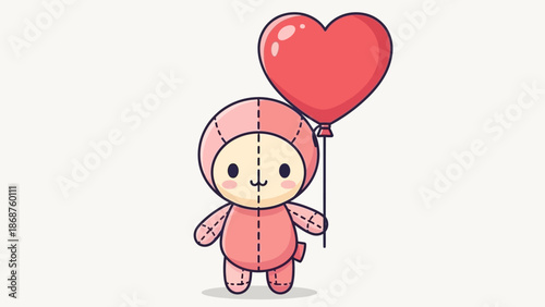 Cartoon Character Holding Heart Shaped Balloon 3.
