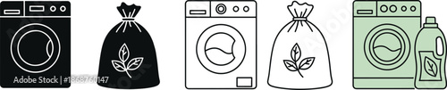 Washing machine and laundry bag with natural cleaning products
