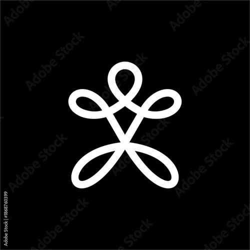 Continuous line abstract figure/knot. Conveys balance, fluid movement, holistic wellness, and mindful connection.